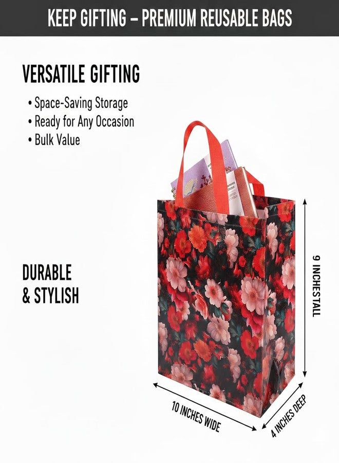 KEEP GIFTING أكياس هدايا قابلة لإعادة الاستخدام من قماش غير منسوج، من مجموعة "استمر في العطاء" (عبوة من 10 أكياس)، بمقابض معززة - أكياس تغليف هدايا لامعة شديدة التحمل لأعياد الميلاد وحفلات الزفاف وتوزيعات الحفلات - متينة وصديقة للبيئة - Image 2